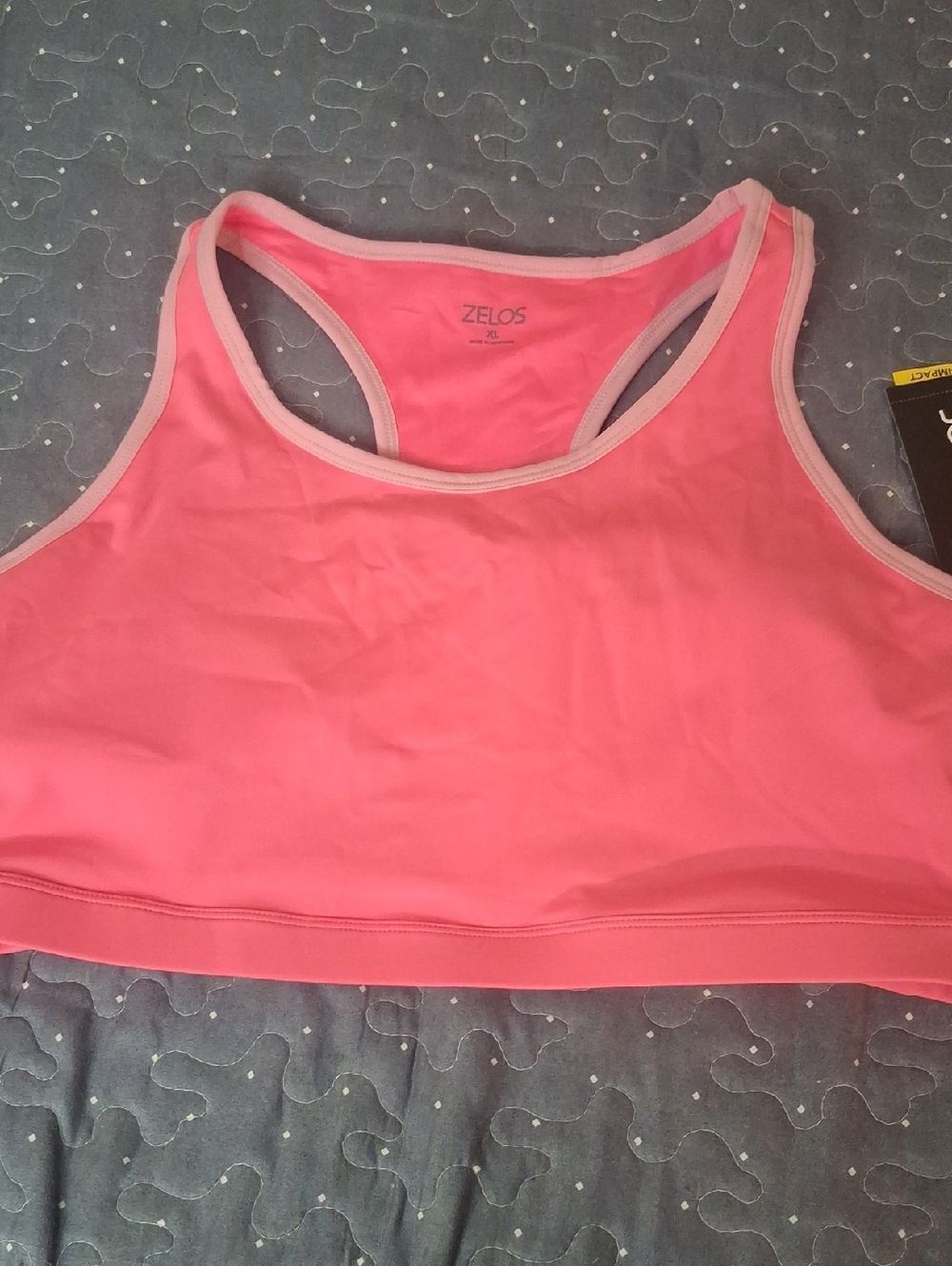 ZELOS Hot Pink Racerback Sports Bra with Light Trim size XL NWT